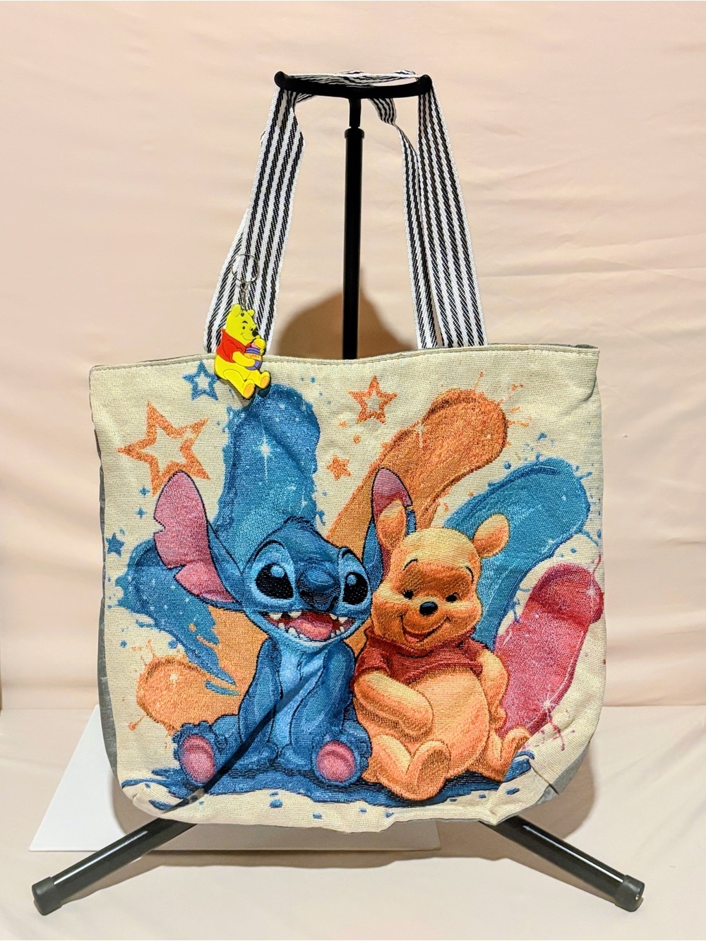 Disney Stitch & Winnie the Pooh Canvas Tote Bag - nwot